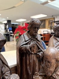 A Flemish carved wooden 'Adoration of the Magi' group, 18th C.