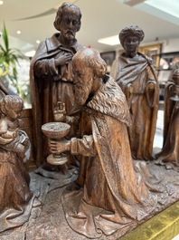 A Flemish carved wooden 'Adoration of the Magi' group, 18th C.