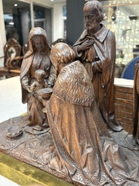 A Flemish carved wooden 'Adoration of the Magi' group, 18th C.