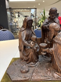 A Flemish carved wooden 'Adoration of the Magi' group, 18th C.