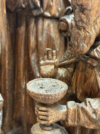 A Flemish carved wooden 'Adoration of the Magi' group, 18th C.