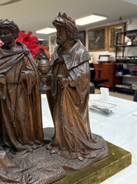 A Flemish carved wooden 'Adoration of the Magi' group, 18th C.