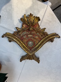 An Italian carved wood and coral- and turquoise-decorated reliquary containing a relic ex cineribus of Saint Teresa of Jesus, early 20th C.