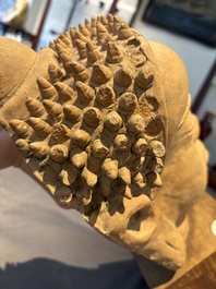A Thai pottery Haripunjaya-style head of Buddha, possibly 13th C.