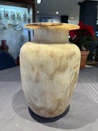 A large Egyptian alabaster jar, probably Middle Kingdom, 1987-1640 B.C.