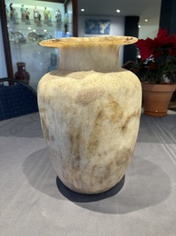 A large Egyptian alabaster jar, probably Middle Kingdom, 1987-1640 B.C.