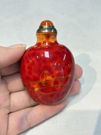 A Chinese 'Realgar Dragon' glass snuff bottle, probably from the imperial Beijing glass workshop, 1720-1840