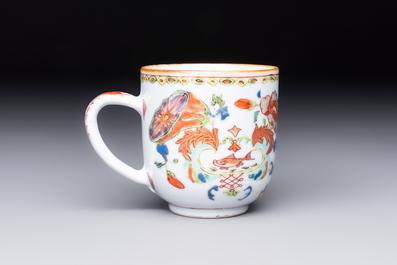 A Chinese famille rose 'Madame de Pompadour' cup and saucer, Qianlong, ca. 1745