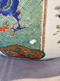 A large famille verte-style 'Flower Basket' scroll pot or fish bowl, Samson, Paris, 19th C.