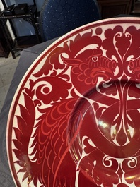 A William de Morgan lustreware 'Double Dragon' dish, late 19th C.
