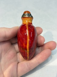 A Chinese 'Realgar Dragon' glass snuff bottle, probably from the imperial Beijing glass workshop, 1720-1840