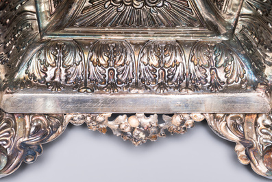 An imposing French parcel-gilt silver sunburst monstrance made for the Tourcoing church St-&Eacute;loi, Joseph Philippe Adolphe Dejean, Paris, dated 1847