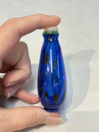 A fine Chinese dark blue and gold aventurine glass snuff bottle, probably from the imperial Beijing glass workshop, 18/19th C.