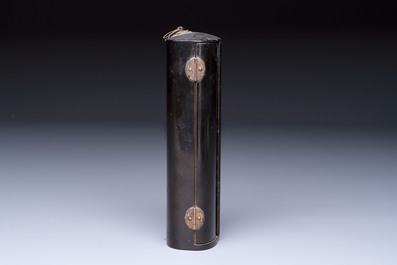A small Japanese gilt-lacquered wooden zushi shrine with a carved wooden monk, probably Edo, 18/19th C.