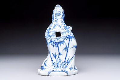 A Chinese blue and white 'Guanyin and child' group, Qianlong
