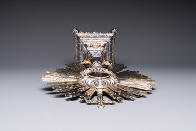 An imposing French parcel-gilt silver sunburst monstrance made for the Tourcoing church St-&Eacute;loi, Joseph Philippe Adolphe Dejean, Paris, dated 1847