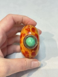 A Chinese 'Fired Up' glass snuff bottle, probably from the imperial Beijing glass workshop, 1720-1840