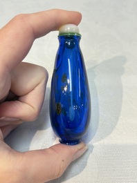 A fine Chinese dark blue and gold aventurine glass snuff bottle, probably from the imperial Beijing glass workshop, 18/19th C.