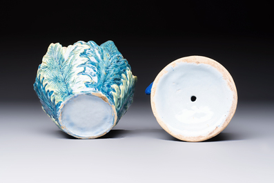 A rare polychrome Dutch Delft 'Pike' tureen and cover, 18th C.