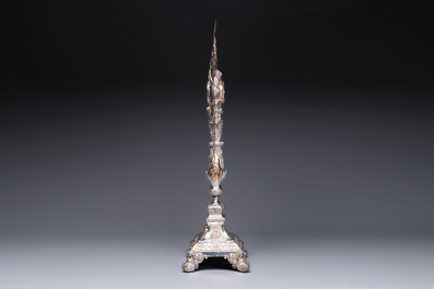 An imposing French parcel-gilt silver sunburst monstrance made for the Tourcoing church St-&Eacute;loi, Joseph Philippe Adolphe Dejean, Paris, dated 1847