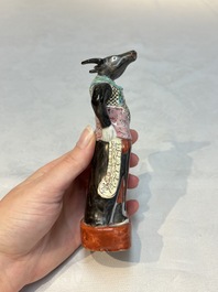 An exceptional complete set of twelve Chinese famille rose zodiac figures, Ge Yi Tai Zao 戈益泰造 marks, Republic