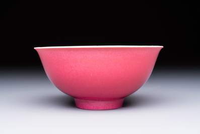 A Chinese ruby-enamelled bowl, Yongzheng mark and of the period