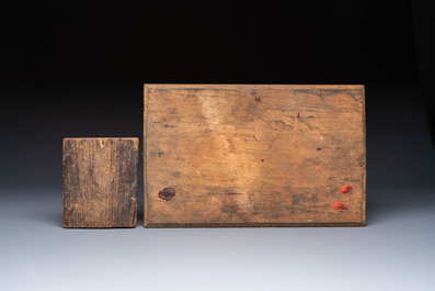Two carved wooden printing blocks, Tibet or Nepal, 19th C.