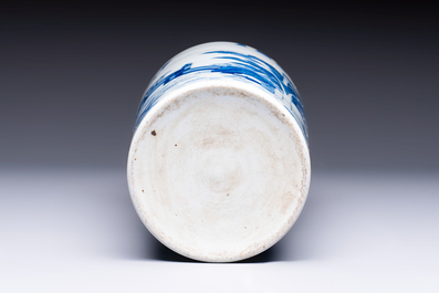 A rare Chinese blue and white 'Qilin' sleeve vase, 19th C.