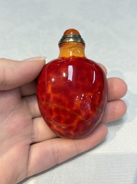 A Chinese 'Realgar Dragon' glass snuff bottle, probably from the imperial Beijing glass workshop, 1720-1840