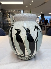 A fine Charles Catteau for Boch K&eacute;ramis 'Penguin' vase, early 20th C.