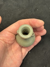 A Chinese Longquan celadon miniature 'Touhu' vase, Yuan/Ming