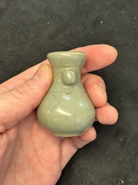 A Chinese Longquan celadon miniature 'Touhu' vase, Yuan/Ming