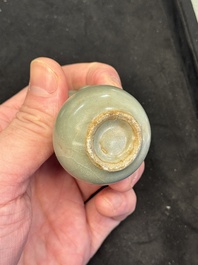 A Chinese Longquan celadon miniature 'Touhu' vase, Yuan/Ming