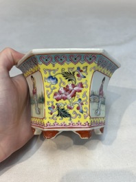Seven Chinese famille rose vases, a scroll jar and a jardini&egrave;re on a stand, Qianlong marks, 20th C.