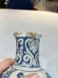 A rare blue and white Portuguese jug, dated 1630