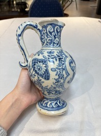 A rare blue and white Portuguese jug, dated 1630