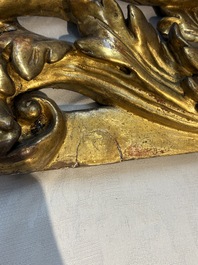 A baroque gilt carved wooden panel with an unidentified family crest, possibly Germany, 18th C.