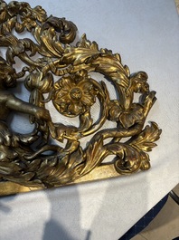 A baroque gilt carved wooden panel with an unidentified family crest, possibly Germany, 18th C.