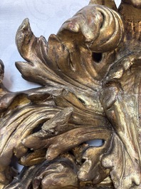 A baroque gilt carved wooden panel with an unidentified family crest, possibly Germany, 18th C.