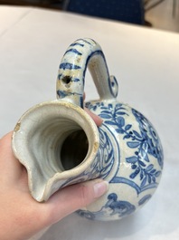 A rare blue and white Portuguese jug, dated 1630