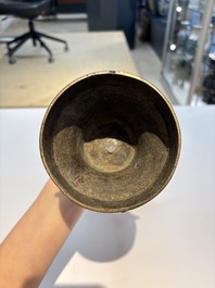 A fine Chinese archaistic bronze 'Gu' vase, Ming