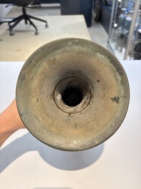A fine Chinese archaistic bronze 'Gu' vase, Ming