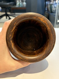 Two Chinese hardwooden brush pots, 20th C.