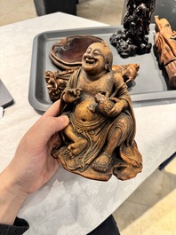 Six Chinese wooden and bamboo carvings, 19/20th C.