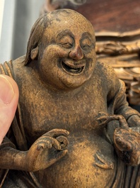 Six Chinese wooden and bamboo carvings, 19/20th C.
