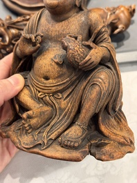 Six Chinese wooden and bamboo carvings, 19/20th C.