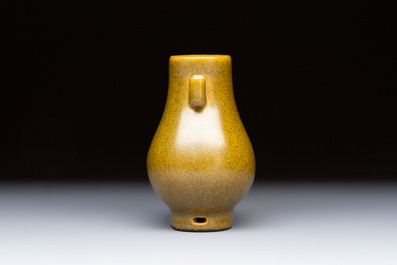 A Chinese teadust-glazed miniature 'Hu' vase, Jingdezhen mark, Republic