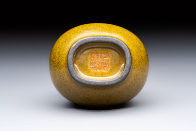 A Chinese teadust-glazed miniature 'Hu' vase, Jingdezhen mark, Republic