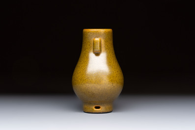 A Chinese teadust-glazed miniature 'Hu' vase, Jingdezhen mark, Republic