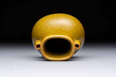 A Chinese teadust-glazed miniature 'Hu' vase, Jingdezhen mark, Republic
